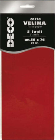 Carta velina - 20 gr - 50 x 76 cm - rosso - Deco - busta 5 fogli Casa e cucina/Hobby creativi/Carta e lavorazione della carta/Carta/Carta crespa Eurocartuccia - Pavullo, Commerciovirtuoso.it