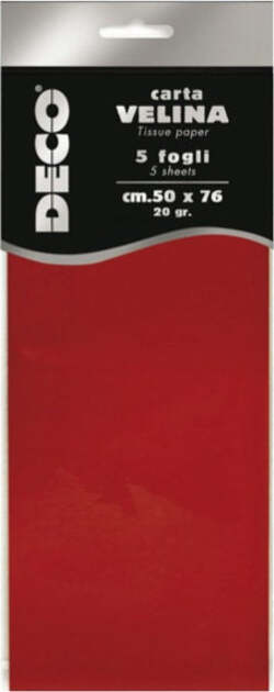 Carta velina - 20 gr - 50 x 76 cm - rosso - Deco - busta 5 fogli Casa e cucina/Hobby creativi/Carta e lavorazione della carta/Carta/Carta crespa Eurocartuccia - Pavullo, Commerciovirtuoso.it