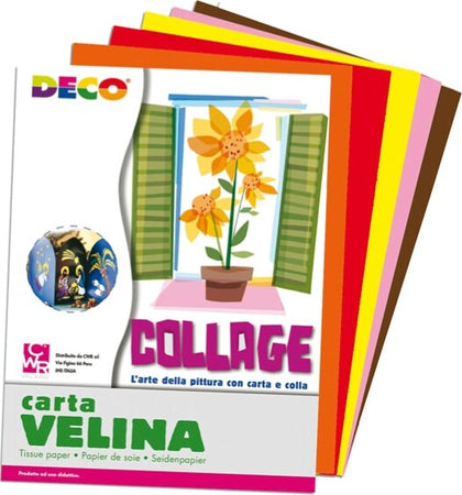 Carta velina - 50 x 76 cm - assortimento 5 colori caldi - Deco - busta 25 fogli Casa e cucina/Hobby creativi/Carta e lavorazione della carta/Carta/Carta crespa Eurocartuccia - Pavullo, Commerciovirtuoso.it