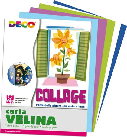 Carta velina - 50 x 76 cm - assortimento 5 colori freddi - Deco - busta 25 fogli Casa e cucina/Hobby creativi/Carta e lavorazione della carta/Carta/Carta crespa Eurocartuccia - Pavullo, Commerciovirtuoso.it