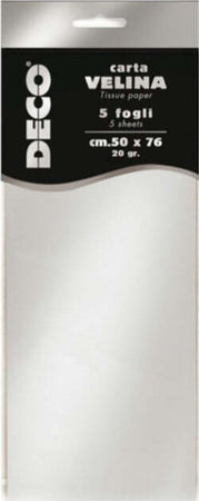 Carta velina metallizzata - 20 gr - 50x76 cm - argento - DECO - busta 5 fogli Casa e cucina/Hobby creativi/Carta e lavorazione della carta/Carta/Carta crespa Eurocartuccia - Pavullo, Commerciovirtuoso.it