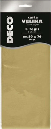Carta velina metallizzata - 20 gr - 50x76 cm - oro - DECO - busta 5 fogli Casa e cucina/Hobby creativi/Carta e lavorazione della carta/Carta/Carta crespa Eurocartuccia - Pavullo, Commerciovirtuoso.it
