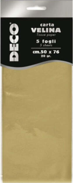 Carta velina metallizzata - 20 gr - 50x76 cm - oro - DECO - busta 5 fogli Casa e cucina/Hobby creativi/Carta e lavorazione della carta/Carta/Carta crespa Eurocartuccia - Pavullo, Commerciovirtuoso.it