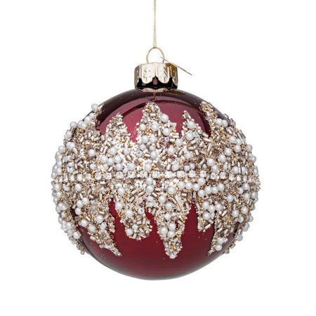 Palline per albero di Natale in vetro Mirage Rosso e Oro con pendaglio Tinta Unita