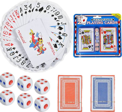 Carte-da-gioco-francesi-plastificate-per-poker-ramino-las-vegas-scala-40-mazzo-da-52-carte-e-2-matte-con-6-dadi