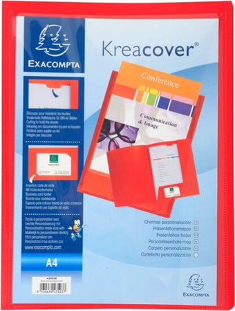 Cartella di presentazione Kreacover - in PP - 2 alette - rosso - A4 - Exacompta Cancelleria e prodotti per ufficio/Archivio ufficio e accessori per scrivania/Archivio ufficio/Cartelle/Cartelle a soffietto espandibili Eurocartuccia - Pavullo, Commerciovirtuoso.it