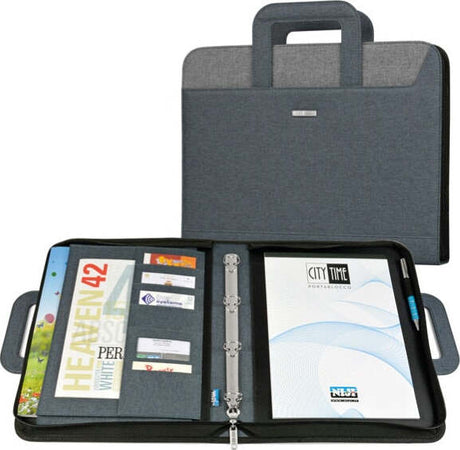 Cartella portablocco - con manici - nero-grigio - 28 5x36cm - City Time Cancelleria e prodotti per ufficio/Archivio ufficio e accessori per scrivania/Archivio ufficio/Portablocchi e portamoduli Eurocartuccia - Pavullo, Commerciovirtuoso.it