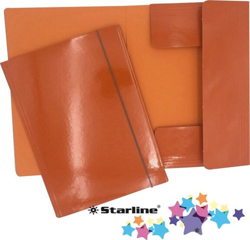 Cartellina con elastico - cartone plastificato - 3 lembi - 25x34 cm - arancio - Queen Starline [multipack] 10 pezzi Cancelleria e prodotti per ufficio/Archivio ufficio e accessori per scrivania/Archivio ufficio/Cartelle/Cartelle portadocumenti Eurocartuccia - Pavullo, Commerciovirtuoso.it