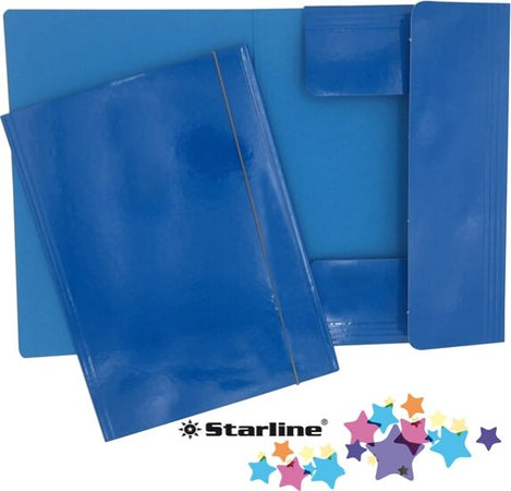 Cartellina con elastico - cartone plastificato - 3 lembi - 25x34 cm - azzurro - Queen Starline [multipack] 10 pezzi Cancelleria e prodotti per ufficio/Archivio ufficio e accessori per scrivania/Archivio ufficio/Cartelle/Cartelle portadocumenti Eurocartuccia - Pavullo, Commerciovirtuoso.it