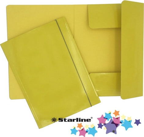 Cartellina con elastico - cartone plastificato - 3 lembi - 25x34 cm - giallo - Queen Starline [multipack] 10 pezzi Cancelleria e prodotti per ufficio/Archivio ufficio e accessori per scrivania/Archivio ufficio/Cartelle/Cartelle portadocumenti Eurocartuccia - Pavullo, Commerciovirtuoso.it