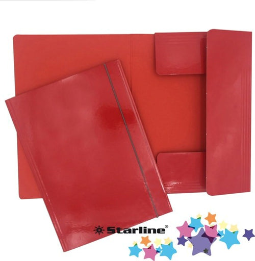 Cartellina con elastico - cartone plastificato - 3 lembi - 25x34 cm - rosso - Queen Starline [multipack] 10 pezzi Cancelleria e prodotti per ufficio/Archivio ufficio e accessori per scrivania/Archivio ufficio/Cartelle/Cartelle portadocumenti Eurocartuccia - Pavullo, Commerciovirtuoso.it