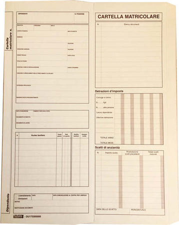 Cartellina matricolare - con vano portadocumenti - 32 5 x 25 5 cm - DU175500000 - Data Ufficio [multipack] 50 pezzi Cancelleria e prodotti per ufficio/Archivio ufficio e accessori per scrivania/Modulistica e conservazione registri/Libri e registri contabili Eurocartuccia - Pavullo, Commerciovirtuoso.it