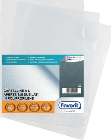 Cartelline a L Pratic - Superior - PPL - buccia - 22x30 cm - trasparente - Favorit - conf. 50 pezzi Cancelleria e prodotti per ufficio/Archivio ufficio e accessori per scrivania/Archivio ufficio/Cartelle/Cartelle portadocumenti Eurocartuccia - Pavullo, Commerciovirtuoso.it