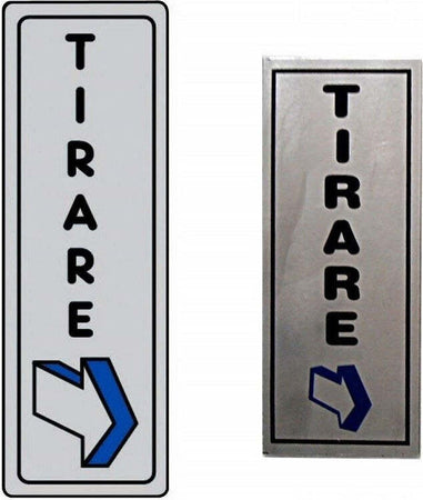 CARTELLO ADESIVO IN METALLO TIRARE CON FRECCIA INDICATIVA INDICAZIONI TARGA  Trade Shop italia - Napoli, Commerciovirtuoso.it