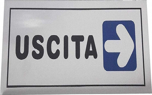 CARTELLO ADESIVO METALLO USCITA FRECCIA A DESTRA INDICAZIONI TARGA TARGHETTA  Trade Shop italia - Napoli, Commerciovirtuoso.it