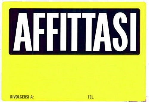 CARTELLO AFFITTASI PLASTIFICATO CON SCRITTA 30 X 20 CM SEGNALETICO  Trade Shop italia - Napoli, Commerciovirtuoso.it