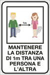 Cartello alluminio - ''Mantenere la distanza di 1 metro'' - 12x18 cm - Cartelli Segnalatori Fai da te/Sicurezza e protezione/Attrezzature per sicurezza sul lavoro/Segnaletica antinfortunistica Eurocartuccia - Pavullo, Commerciovirtuoso.it