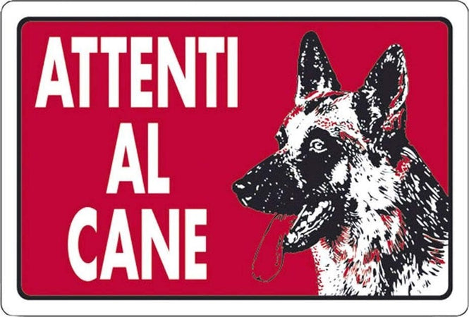 Cartello Attenti Al Cane Rosso Segnaletica 10x20cm Avvertimento Land_82191 Cartelli Segnalatori Trade Shop italia - Napoli, Commerciovirtuoso.it