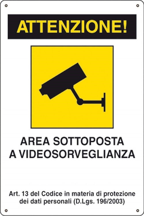 CARTELLO ATTENZIONE AREA SOTTOPOSTA A VIDEOSORVEGLIANZA SEGNALETICA DIREZIONALE SICUREZZA  Trade Shop italia - Napoli, Commerciovirtuoso.it