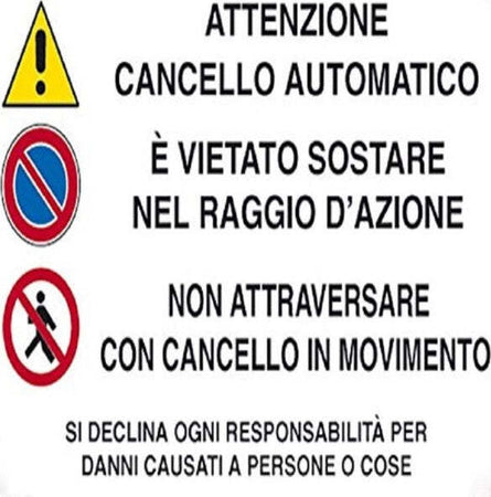 Cartello Attenzione Cancello Automatico Divieto Sosta Non Attraversare Segnale Fai da te/Sicurezza e protezione/Attrezzature per sicurezza sul lavoro/Segnaletica antinfortunistica Trade Shop italia - Napoli, Commerciovirtuoso.it