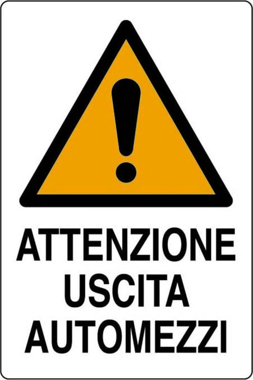 Cartello attenzione uscita automezzi 40 x 60 cm in polionda policarbonato Fai da te/Sicurezza e protezione/Attrezzature per sicurezza sul lavoro/Segnaletica antinfortunistica La Zappa - Altamura, Commerciovirtuoso.it