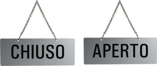 Cartello con catenella - APERTO-CHIUSO - 17 5x6 5 cm - Markin Fai da te/Ferramenta/Numeri civici targhe e cartelli/Targhe per il nome Eurocartuccia - Pavullo, Commerciovirtuoso.it