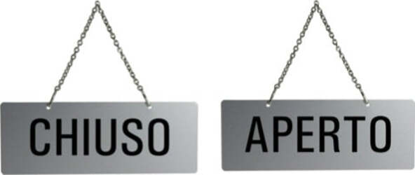 Cartello con catenella - APERTO-CHIUSO - 17 5x6 5 cm - Markin Fai da te/Ferramenta/Numeri civici targhe e cartelli/Targhe per il nome Eurocartuccia - Pavullo, Commerciovirtuoso.it