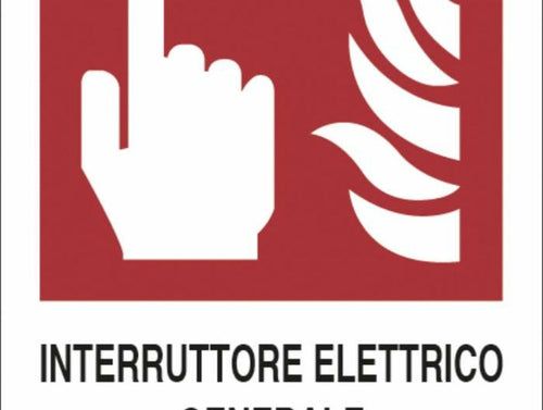 Cartello segnaletica interruttore elettrico antincendio 30x20