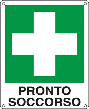 Cartello segnalatore - 12x14 5 cm - PRONTO SOCCORSO - alluminio - Cartelli Segnalatori Fai da te/Sicurezza e protezione/Attrezzature per sicurezza sul lavoro/Segnaletica antinfortunistica Eurocartuccia - Pavullo, Commerciovirtuoso.it
