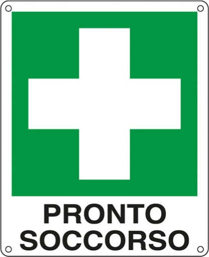 Cartello segnalatore - 12x14 5 cm - PRONTO SOCCORSO - alluminio - Cartelli Segnalatori Fai da te/Sicurezza e protezione/Attrezzature per sicurezza sul lavoro/Segnaletica antinfortunistica Eurocartuccia - Pavullo, Commerciovirtuoso.it