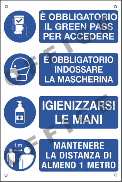 Cartello segnalatore - 20 x 30 cm - E' OBBLIGATORIO IL GREEN PASS - alluminio - Cartelli Segnalatori Fai da te/Sicurezza e protezione/Attrezzature per sicurezza sul lavoro/Segnaletica antinfortunistica Eurocartuccia - Pavullo, Commerciovirtuoso.it