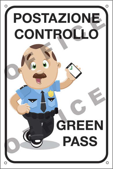 Cartello segnalatore - 20 x 30 cm - POSTAZIONE CONTROLLO GREEN PASS - alluminio - Cartelli Segnalatori Fai da te/Sicurezza e protezione/Attrezzature per sicurezza sul lavoro/Segnaletica antinfortunistica Eurocartuccia - Pavullo, Commerciovirtuoso.it