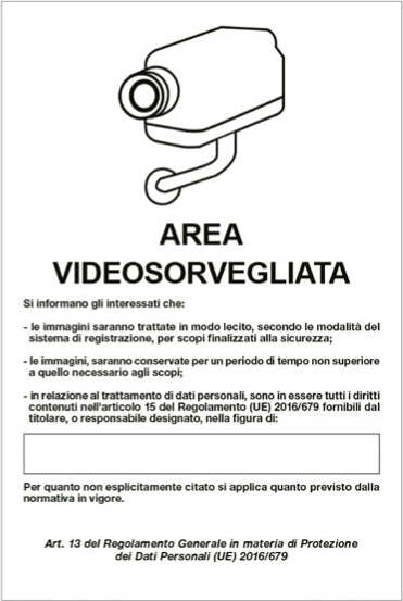 Cartello segnalatore - 20x30 cm - AREA VIDEOSORVEGLIATA CON REGISTRAZIONE - alluminio - Cartelli Segnalatori Fai da te/Sicurezza e protezione/Attrezzature per sicurezza sul lavoro/Segnaletica antinfortunistica Eurocartuccia - Pavullo, Commerciovirtuoso.it