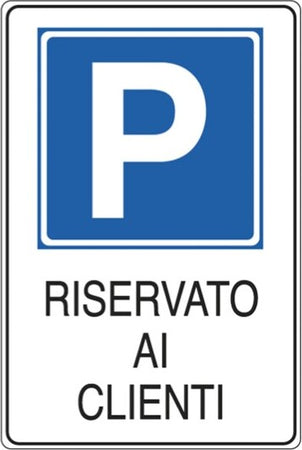 Cartello segnalatore - 20x30 cm - PARCHEGGIO RISERVATO AI CLIENTI - alluminio - Cartelli Segnalatori Fai da te/Sicurezza e protezione/Attrezzature per sicurezza sul lavoro/Segnaletica antinfortunistica Eurocartuccia - Pavullo, Commerciovirtuoso.it