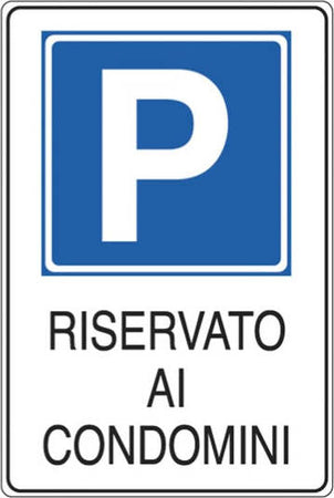 Cartello segnalatore - 20x30 cm - PARCHEGGIO RISERVATO AI CONDOMINI - alluminio - Cartelli Segnalatori Fai da te/Sicurezza e protezione/Attrezzature per sicurezza sul lavoro/Segnaletica antinfortunistica Eurocartuccia - Pavullo, Commerciovirtuoso.it
