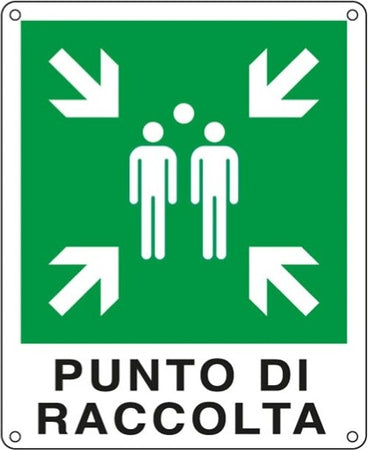 Cartello segnalatore - 25x31 cm - PUNTO DI RACCOLTA - alluminio - Cartelli Segnalatori Fai da te/Sicurezza e protezione/Attrezzature per sicurezza sul lavoro/Segnaletica antinfortunistica Eurocartuccia - Pavullo, Commerciovirtuoso.it