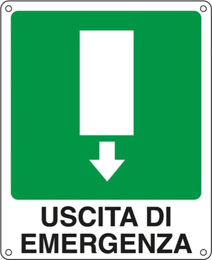 Cartello segnalatore - 25x31 cm - USCITA DI EMERGENZA - alluminio - Cartelli Segnalatori Fai da te/Sicurezza e protezione/Attrezzature per sicurezza sul lavoro/Segnaletica antinfortunistica Eurocartuccia - Pavullo, Commerciovirtuoso.it