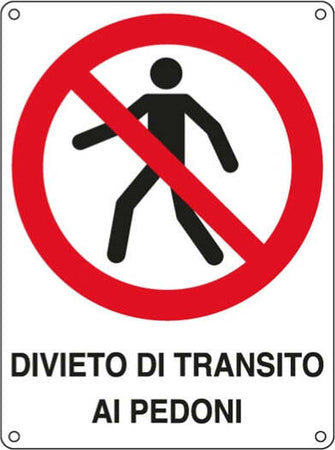 Cartello segnalatore - 27x37 cm - DIVIETO DI TRANSITO AI PEDONI - alluminio - Cartelli Segnalatori Fai da te/Sicurezza e protezione/Attrezzature per sicurezza sul lavoro/Segnaletica antinfortunistica Eurocartuccia - Pavullo, Commerciovirtuoso.it
