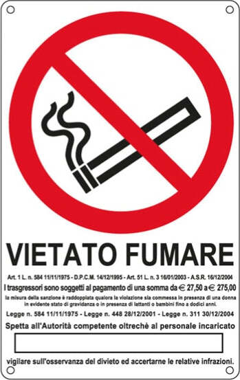 Cartello segnalatore - 27x43 cm - VIETATO FUMARE - alluminio - Cartelli Segnalatori Fai da te/Sicurezza e protezione/Attrezzature per sicurezza sul lavoro/Segnaletica antinfortunistica Eurocartuccia - Pavullo, Commerciovirtuoso.it