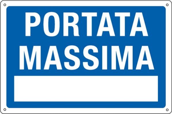 Cartello segnalatore - 30x20 cm - PORTATA MASSIMA - alluminio - Cartelli Segnalatori Fai da te/Sicurezza e protezione/Attrezzature per sicurezza sul lavoro/Segnaletica antinfortunistica Eurocartuccia - Pavullo, Commerciovirtuoso.it