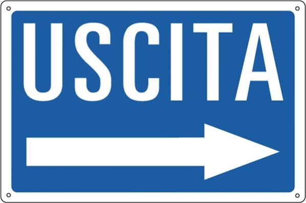 Cartello segnalatore - 30x20 cm - USCITA -- - alluminio - Cartelli Segnalatori Fai da te/Sicurezza e protezione/Attrezzature per sicurezza sul lavoro/Segnaletica antinfortunistica Eurocartuccia - Pavullo, Commerciovirtuoso.it