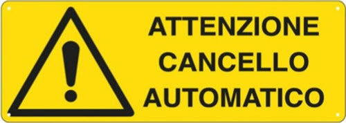 Cartello segnalatore - 35x12 5 cm - ATTENZIONE CANCELLO AUTOMATICO - alluminio - Cartelli Segnalatori Fai da te/Sicurezza e protezione/Attrezzature per sicurezza sul lavoro/Segnaletica antinfortunistica Eurocartuccia - Pavullo, Commerciovirtuoso.it