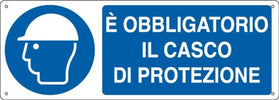 Cartello segnalatore - 35x12 5 cm - E' OBBLIGATORIO IL CASCO DI PROTEZIONE - alluminio - Cartelli Segnalatori Fai da te/Sicurezza e protezione/Attrezzature per sicurezza sul lavoro/Segnaletica antinfortunistica Eurocartuccia - Pavullo, Commerciovirtuoso.it