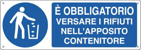 Cartello segnalatore - 35x12 5 cm - E' OBBLIGATORIO VERSARE I RIFIUTI - alluminio - Cartelli Segnalatori Fai da te/Sicurezza e protezione/Attrezzature per sicurezza sul lavoro/Segnaletica antinfortunistica Eurocartuccia - Pavullo, Commerciovirtuoso.it