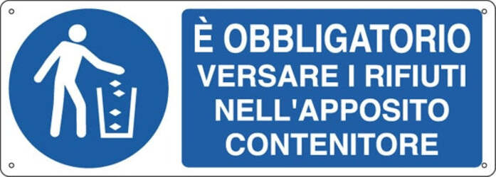 Cartello segnalatore - 35x12 5 cm - E' OBBLIGATORIO VERSARE I RIFIUTI - alluminio - Cartelli Segnalatori Fai da te/Sicurezza e protezione/Attrezzature per sicurezza sul lavoro/Segnaletica antinfortunistica Eurocartuccia - Pavullo, Commerciovirtuoso.it