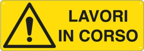 Cartello segnalatore - 35x12 5 cm - LAVORI IN CORSO - alluminio - Cartelli Segnalatori Fai da te/Sicurezza e protezione/Attrezzature per sicurezza sul lavoro/Segnaletica antinfortunistica Eurocartuccia - Pavullo, Commerciovirtuoso.it