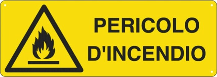 Cartello segnalatore - 35x12 5 cm - PERICOLO D'INCENDIO - alluminio - Cartelli Segnalatori Fai da te/Sicurezza e protezione/Attrezzature per sicurezza sul lavoro/Segnaletica antinfortunistica Eurocartuccia - Pavullo, Commerciovirtuoso.it