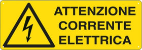 Cartello segnalatore - 35x12 5 cm ATTENZIONE CORRENTE ELETTRICA - alluminio - Cartelli Segnalatori Fai da te/Sicurezza e protezione/Attrezzature per sicurezza sul lavoro/Segnaletica antinfortunistica Eurocartuccia - Pavullo, Commerciovirtuoso.it