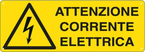 Cartello segnalatore - 35x12 5 cm ATTENZIONE CORRENTE ELETTRICA - alluminio - Cartelli Segnalatori Fai da te/Sicurezza e protezione/Attrezzature per sicurezza sul lavoro/Segnaletica antinfortunistica Eurocartuccia - Pavullo, Commerciovirtuoso.it