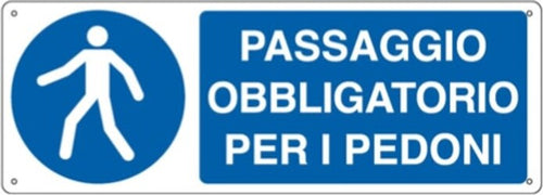 Cartello segnalatore - 35x12 5 cm -PASSAGGIO OBBLIGATORIO PER I PEDONI - alluminio - Cartelli Segnalatori Fai da te/Sicurezza e protezione/Attrezzature per sicurezza sul lavoro/Segnaletica antinfortunistica Eurocartuccia - Pavullo, Commerciovirtuoso.it